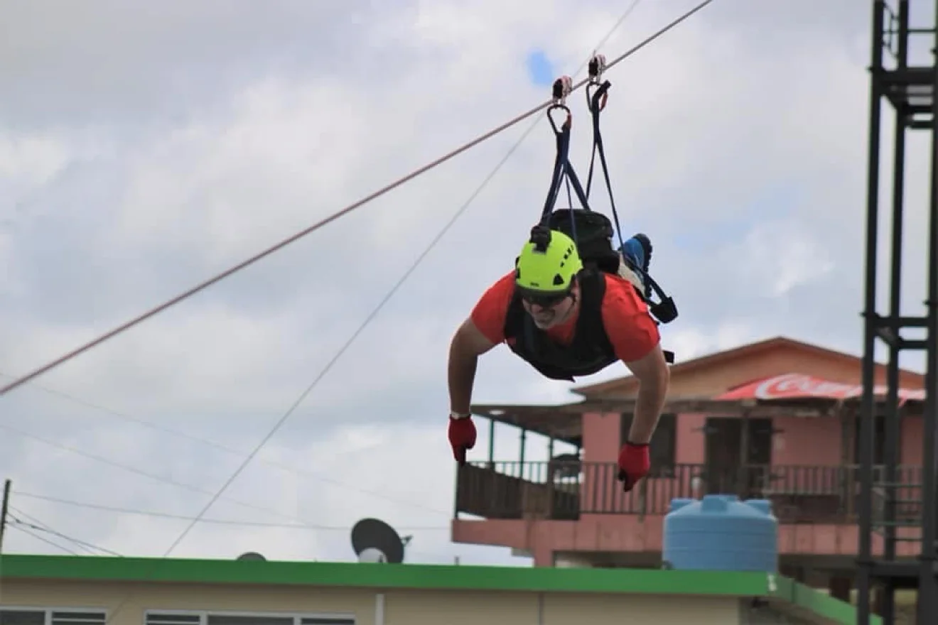 Rider on a zipline at Toro Verde Adventure Park