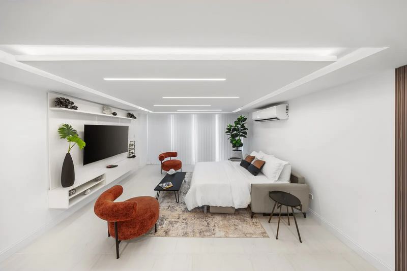 Terra Noir living room with ocean-facing windows
