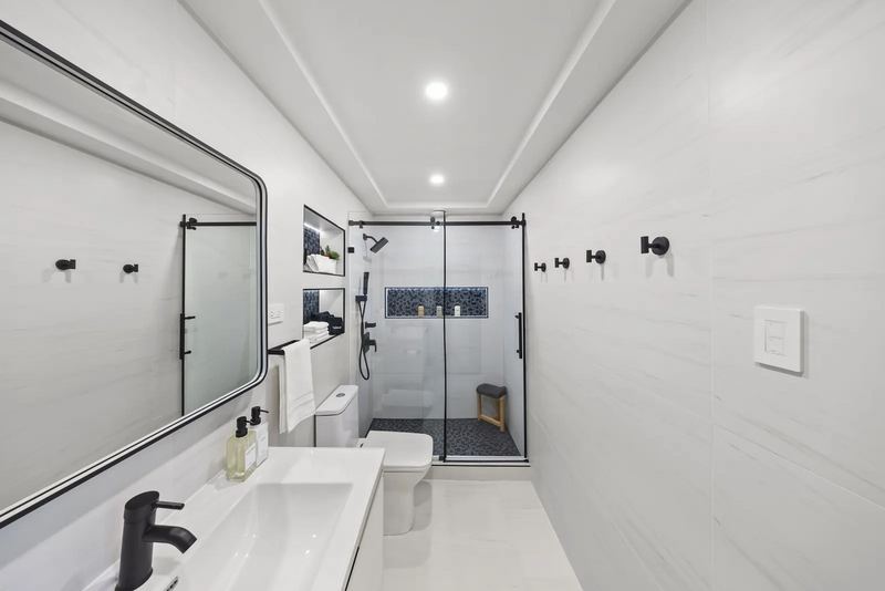 Terra Noir bathroom and walk-in shower