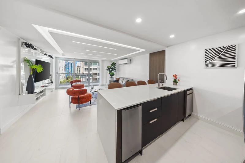 Terra Noir kitchen and living space from the entry