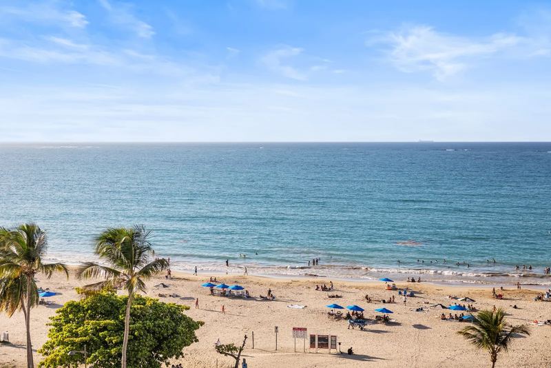 Wide view of Isla Verde Beach and Atlantic Ocean